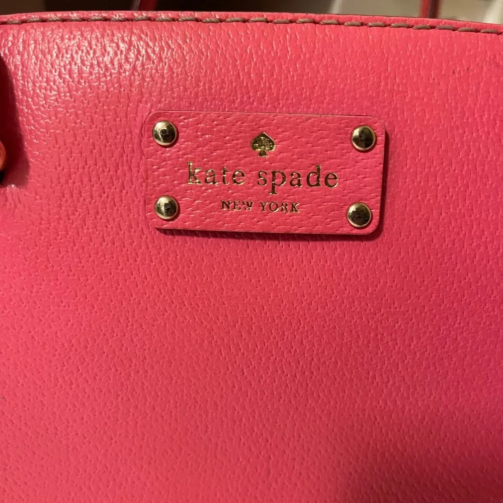 Kate Spade Neon Coral Pink Leather Tote